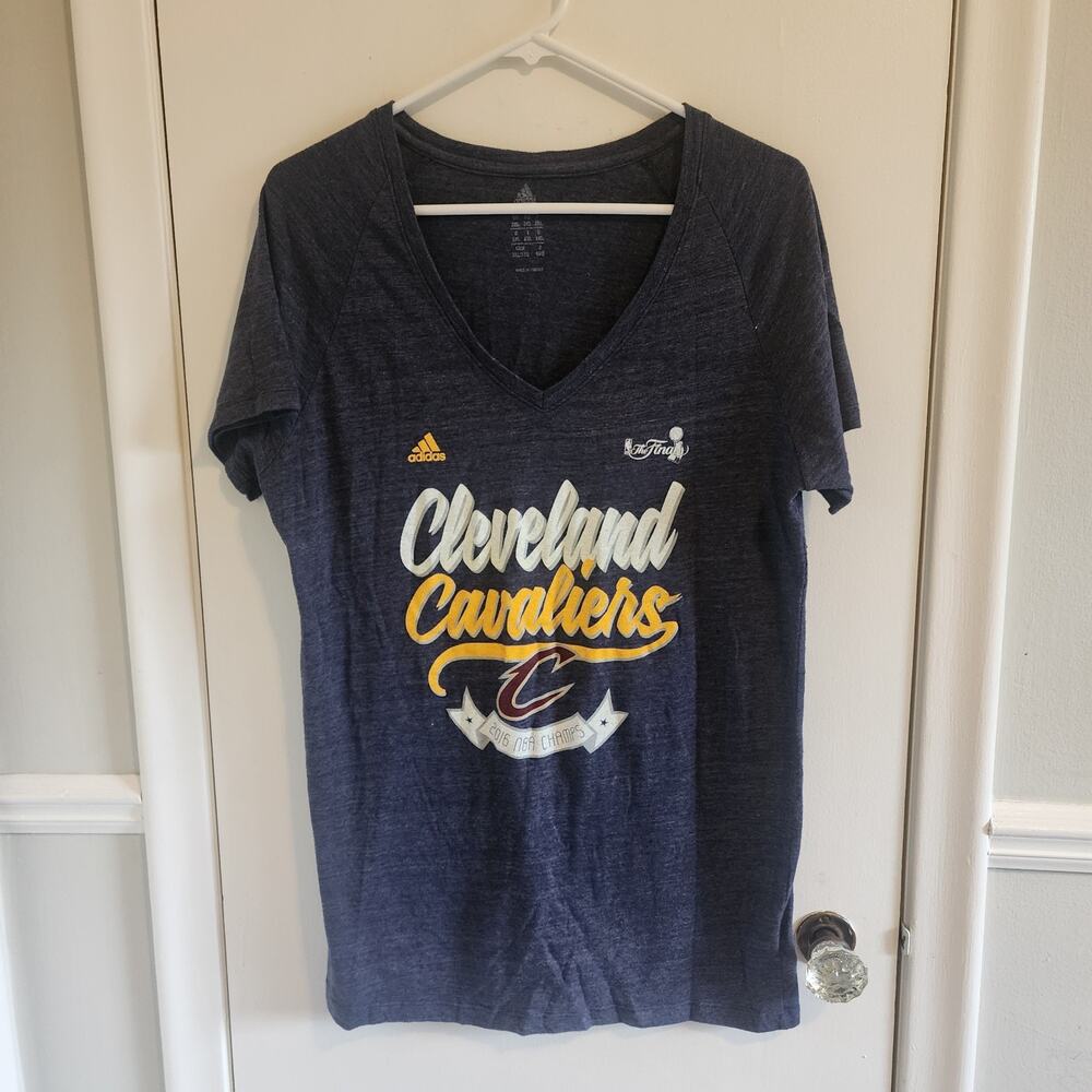 Adidas Women's 2XL Cleveland Cavaliers V-neck 2016 NBA Finals Champs Blue